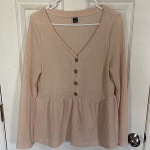 SHEIN Light Pink Button-Down Peplum shirt size L